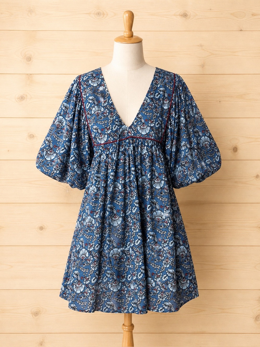 Mallory Teal Floral Babydoll Mini Dress